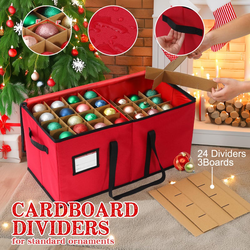 BIEBOS Christmas Decoration Organizer Ornament Holder Village Storage Chest Boxï¼ŒTree Keepers Ornament Ball Storageï¼ŒSantas Bags Storage - Image 4