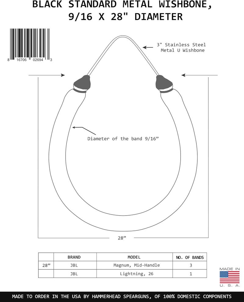 HAMMERHEAD 9/16” (14mm) Metal Wishbone Bands for JBL, AB Biller and Ocean Rhino - Image 2