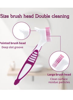 Ceonam Denture Brush, 2 Pcs False Teeth Toothbrush with White Carrying Case, Multi-Tiered Bristles with Comfort Grip Handle for Effective Denture Cleaning  - Image 2