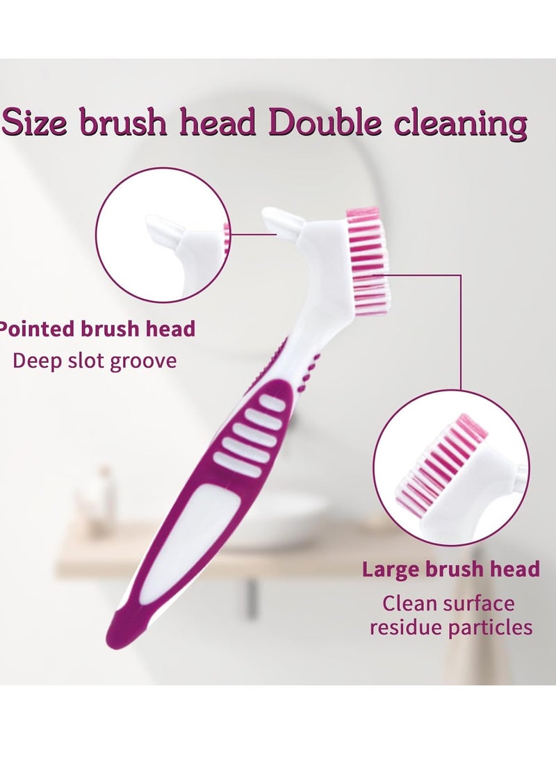 Ceonam - Denture Brush, 2 Pcs False Teeth Toothbrush with White Carrying Case, Multi-Tiered Bristles with Comfort Grip Handle for Effective Denture Cleaning - Image 1