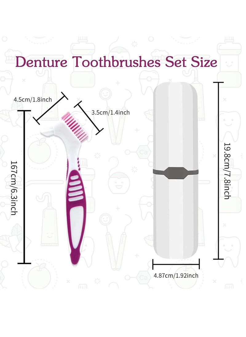 Ceonam - Denture Brush, 2 Pcs False Teeth Toothbrush with White Carrying Case, Multi-Tiered Bristles with Comfort Grip Handle for Effective Denture Cleaning - Image 1