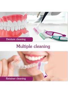 Ceonam Denture Brush, 2 Pcs False Teeth Toothbrush with White Carrying Case, Multi-Tiered Bristles with Comfort Grip Handle for Effective Denture Cleaning  - Image 3