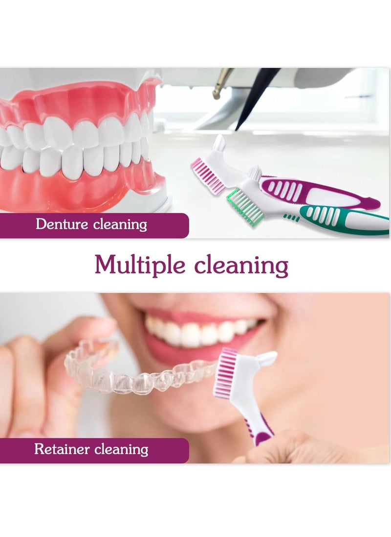 Ceonam - Denture Brush, 2 Pcs False Teeth Toothbrush with White Carrying Case, Multi-Tiered Bristles with Comfort Grip Handle for Effective Denture Cleaning - Image 1