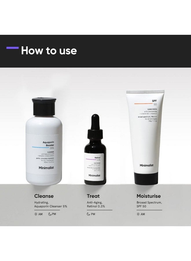 منيماليست مجموعة أدوات العناية بالبشرة المضادة للشيخوخة، مجموعة روتينية للجنسين، مصل غسول الوجه ومجموعة واقي من الشمس 180 جم  - Image 3