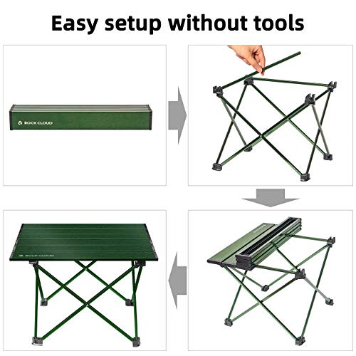 ROCK CLOUD Portable Camping Table Ultralight Aluminum Folding Beach Table Camp for Camping Hiking Backpacking Outdoor Picnic, Green - Image 4