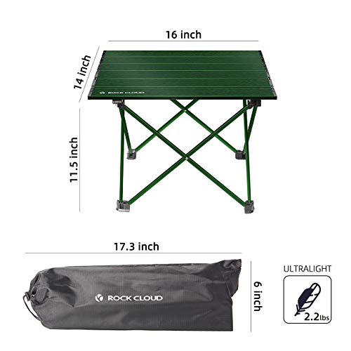 ROCK CLOUD Portable Camping Table Ultralight Aluminum Folding Beach Table Camp for Camping Hiking Backpacking Outdoor Picnic, Green - Image 2