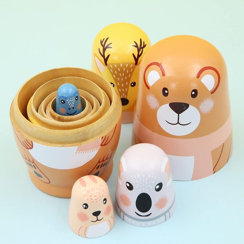 Winterworm Winterworm Set of 5 Animal Matryoshka Nesting Dolls Bear Giraffe Koala Rabbit Frog Russian Nesting Dolls Stacking Toys Stacking Toys Home Decor New Year Birthday Party Decoration Gift  - Image 4