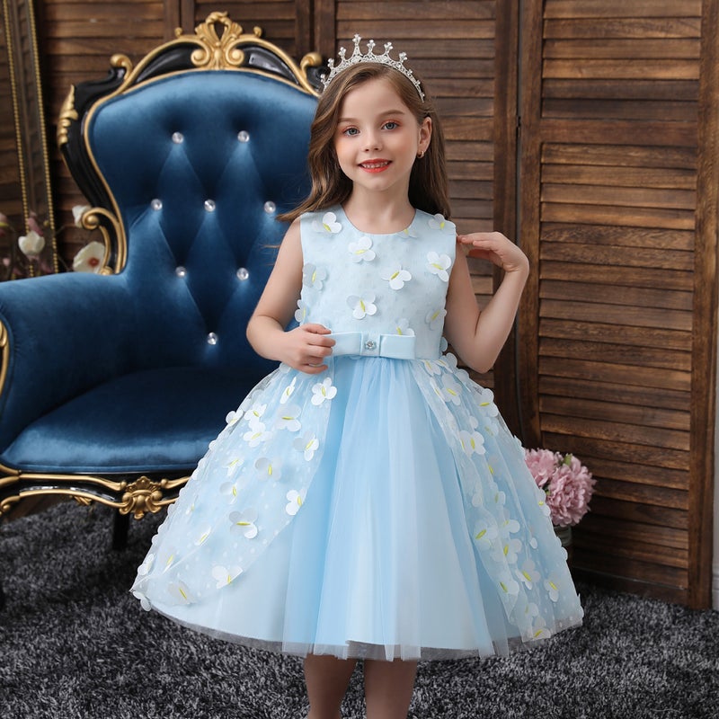 Children'S Wedding Dress Dress Stylish Princess Dress Summer Flower Children'S Puffy Show Dress Baby And Young Children'S Wash Dress - Image 3