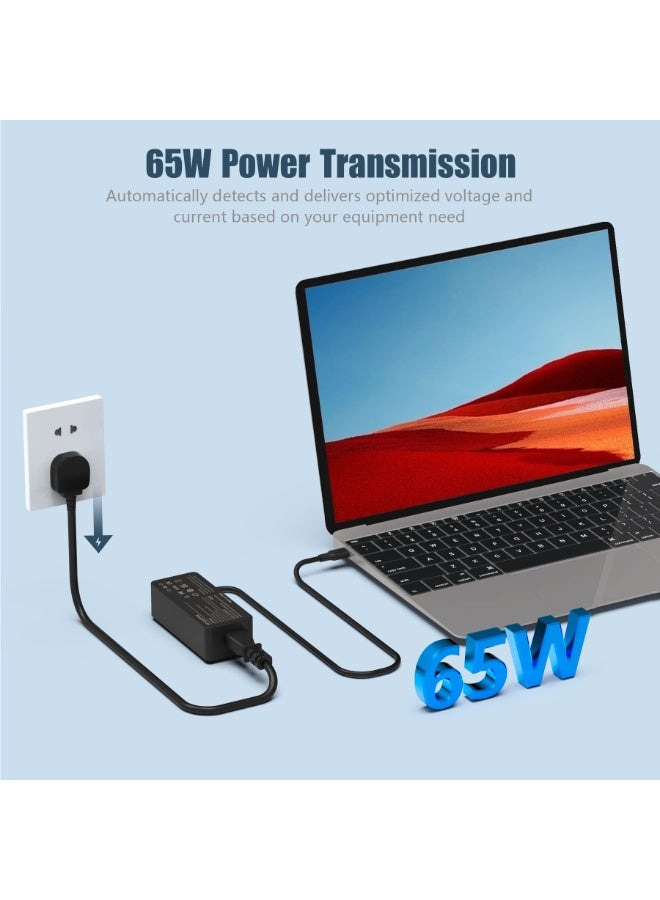 65w USB C Laptop Charger for HP EliteBook Elite Spectre X360 X2 830 1030 1040 Envy 11 13 14 15 ProBook 430 G6 G7 G8 Chromebook Pavilion Laptop Charger Power Supply Adapter - Image 4