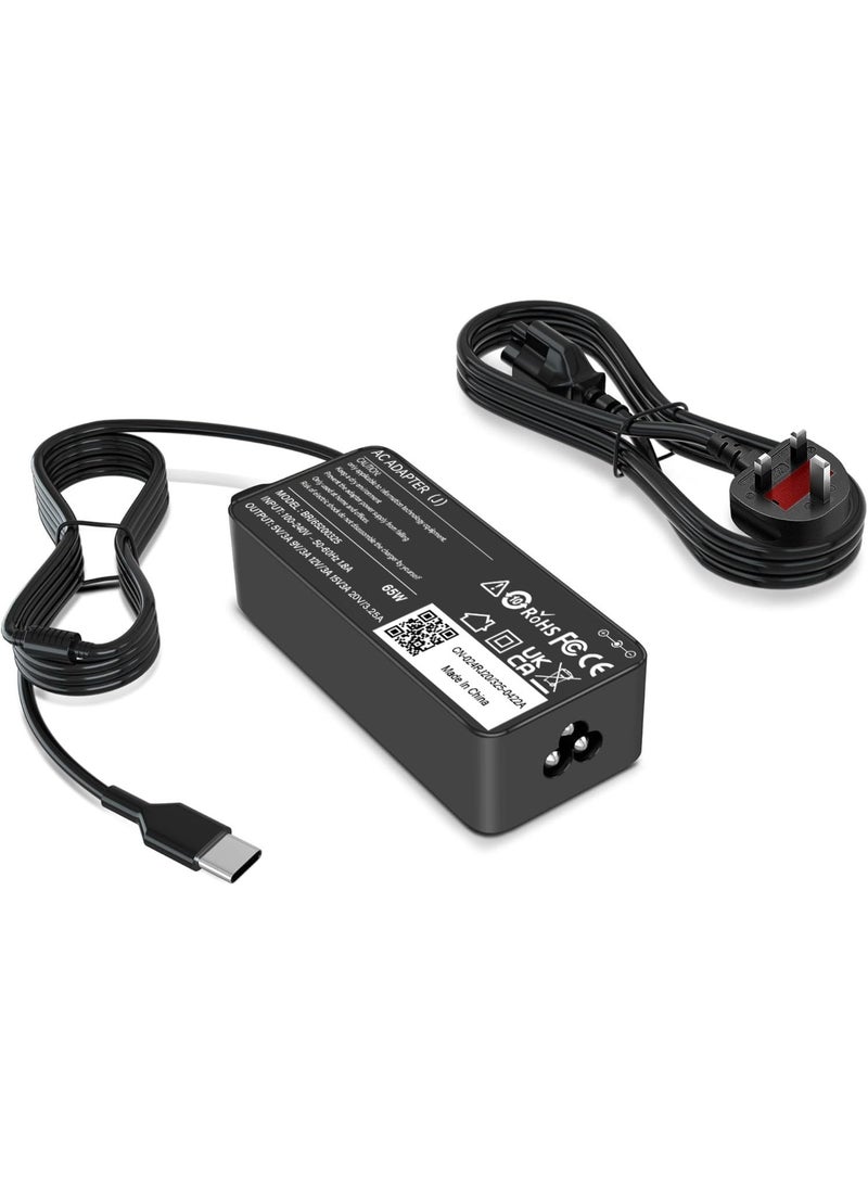 65w USB C Laptop Charger for HP EliteBook Elite Spectre X360 X2 830 1030 1040 Envy 11 13 14 15 ProBook 430 G6 G7 G8 Chromebook Pavilion Laptop Charger Power Supply Adapter - Image 1