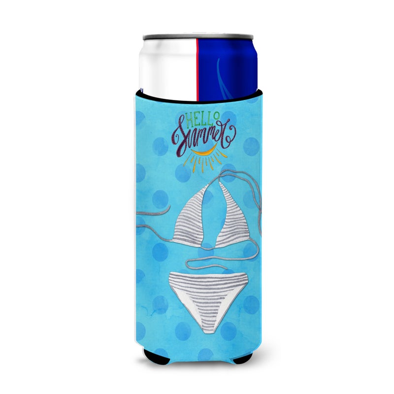 Caroline's Treasures ""Caroline's Treasures Bikini Swimsuit Blue Polkadot Beverage Insulator Hugger  Slim  Multicolor""