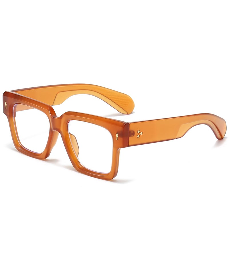 EYLRIM Square Frame Glasses for Women Men Fashion Thick Frame Blue Light Glasses Non Prescription Eyeglasses(Brown) - Image 1