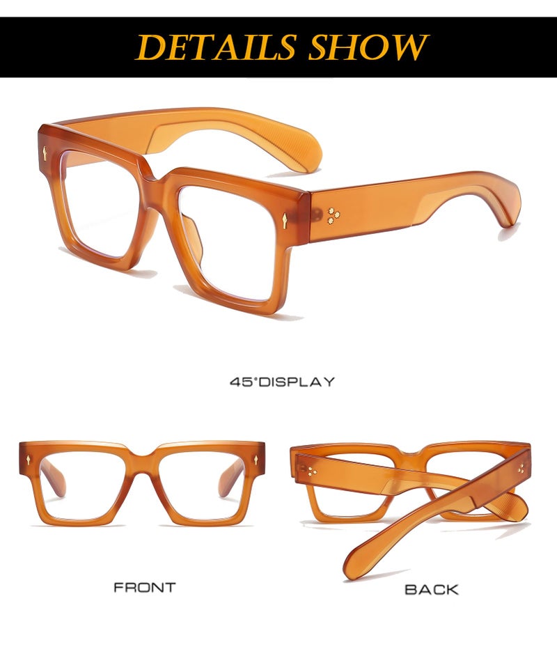 EYLRIM Square Frame Glasses for Women Men Fashion Thick Frame Blue Light Glasses Non Prescription Eyeglasses(Brown) - Image 5