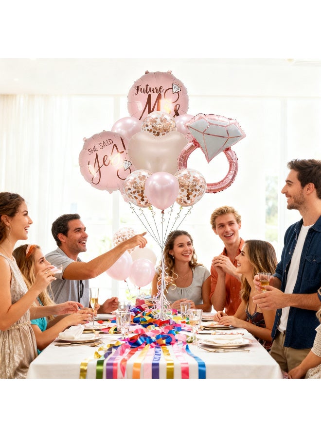 Kawkab 10-pack of rose gold foil balloons, diamond ring heart-shaped balloons, Valentine's Day confession and wedding decoration balloons - Image 5