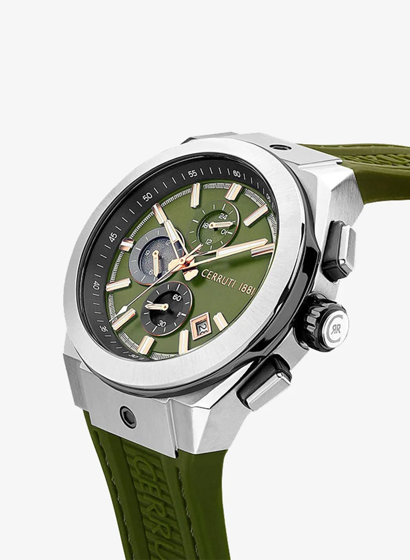 CERRUTI 1881  Men's Round Shape Silicone Band Analog Wrist Watch 48 mm - Green Dial - CIWGQ2224002 for Men | Best Price UAE