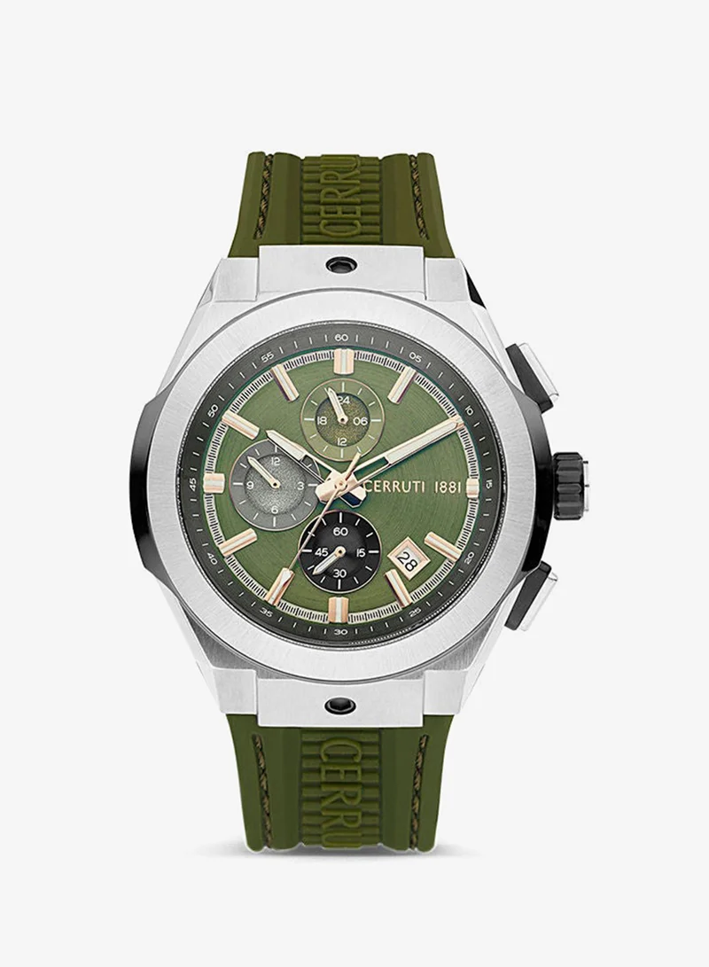 Men's Round Shape Silicone Band Analog Wrist Watch 48 mm - Green Dial - CIWGQ2224002
