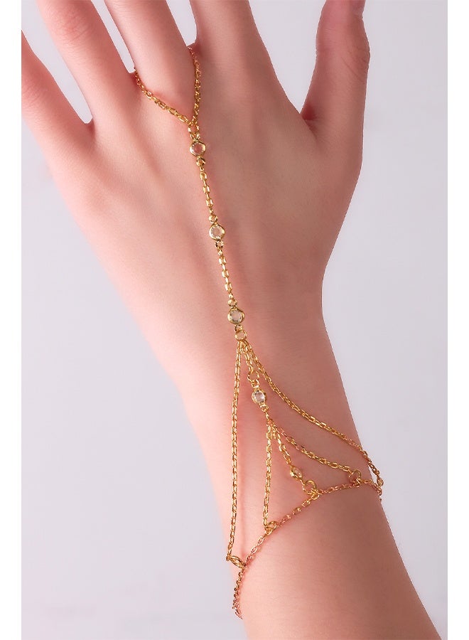 Charm Gold Hand Chain Bracelet Non Tarnish Vocation Jewelry for Women Sophisticated Boho Finger Ring Link Bracelet Prom - Image 4