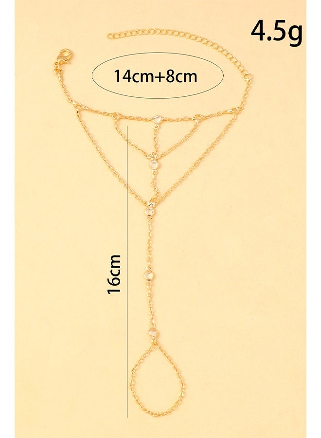 Charm Gold Hand Chain Bracelet Non Tarnish Vocation Jewelry for Women Sophisticated Boho Finger Ring Link Bracelet Prom - Image 2