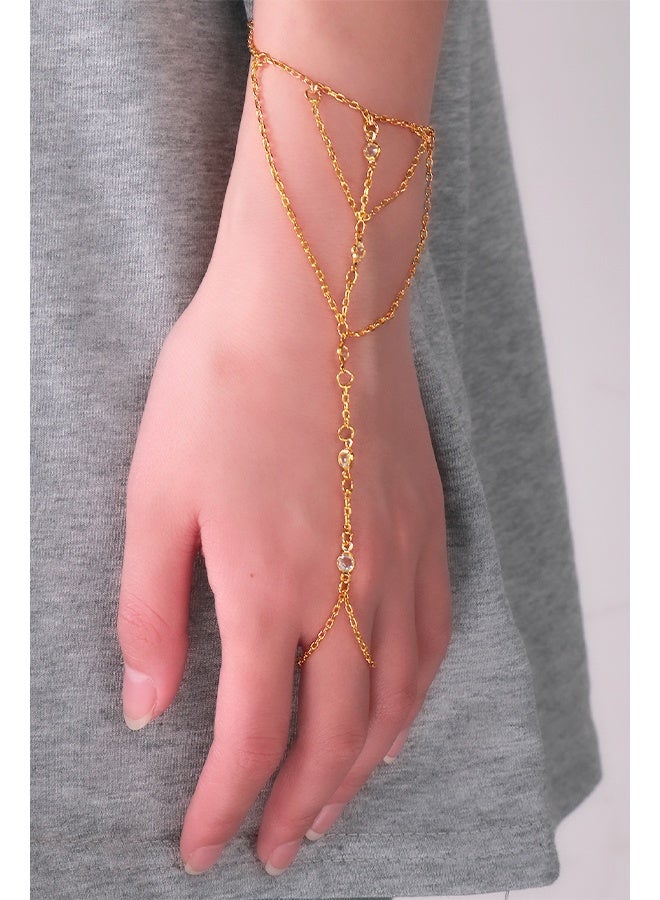 Charm Gold Hand Chain Bracelet Non Tarnish Vocation Jewelry for Women Sophisticated Boho Finger Ring Link Bracelet Prom - Image 3