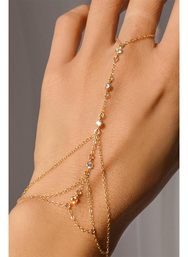 Charm Gold Hand Chain Bracelet Non Tarnish Vocation Jewelry for Women Sophisticated Boho Finger Ring Link Bracelet Prom - Image 5
