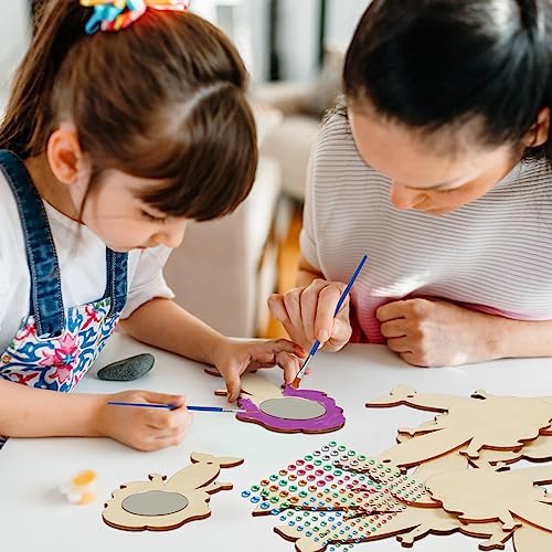 Fennoral 12 Pack Wooden Mirror Craft for Kids Make You Own Mermaid Mirror DIY to Paint Wooden Arts and Crafts for Grils Hand Mirror for Art Activities Project Birthday Gifts - Image 5