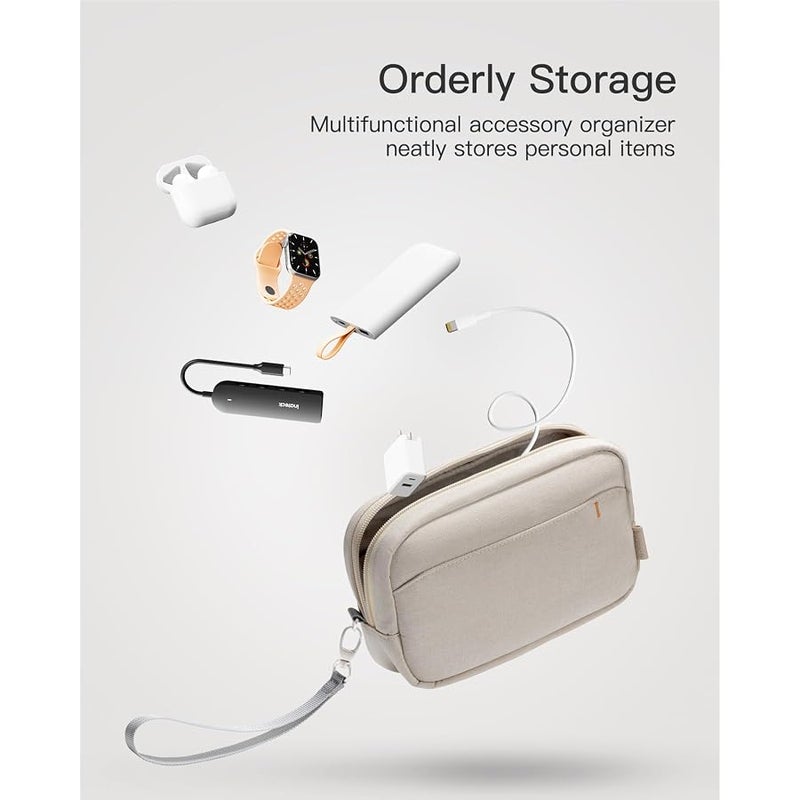 Inateck Cable Bag Electronics Organiser, Splash-proof Travel Accessory Bag, Compatible with Mouse, USB Stick, beige, S, Casual - Image 2