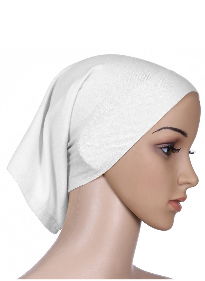 Loquat Women's Stretch Under Scarf Hijab Cap Solid Color Hijab Tube White 