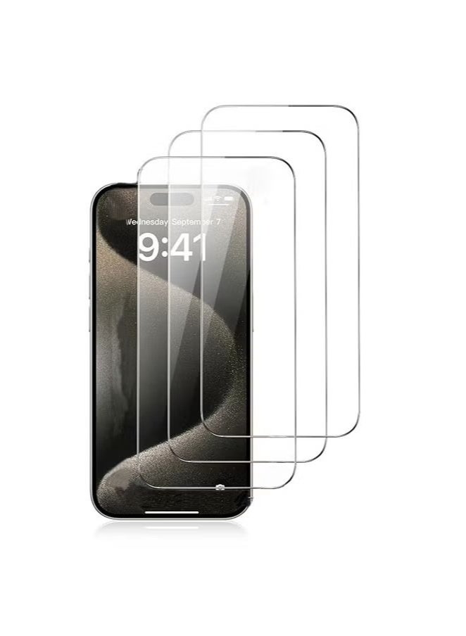 جلاس واقي شاشة زجاجي مقوى لهاتف iPhone 16 9H، عبوة من 3 قطع، شفاف للغاية، مقاوم للخدش، مضاد لبصمات الأصابع، مناسب للحافظات، يتضمن أدوات التثبيت - Image 2