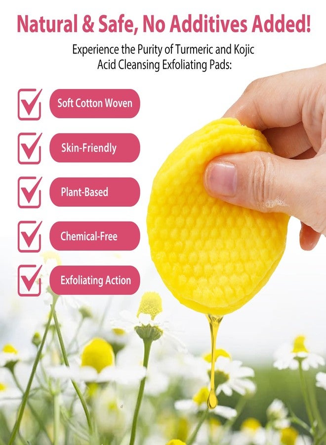 Turmeric Kojic Acid Pads, Kojic Acid and Turmeric Cleansing Pads, Turmeric Face Scrub Pads for Deep Clean Pore, Balance Skin Oil and Water, Turmeric Kojic Acid Cleansing Pads 40Pcs - Gentle & Safe - Image 4