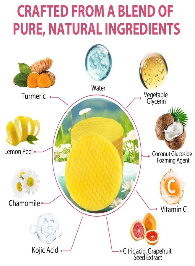 Turmeric Kojic Acid Pads, Kojic Acid and Turmeric Cleansing Pads, Turmeric Face Scrub Pads for Deep Clean Pore, Balance Skin Oil and Water, Turmeric Kojic Acid Cleansing Pads 40Pcs - Gentle & Safe - Image 3