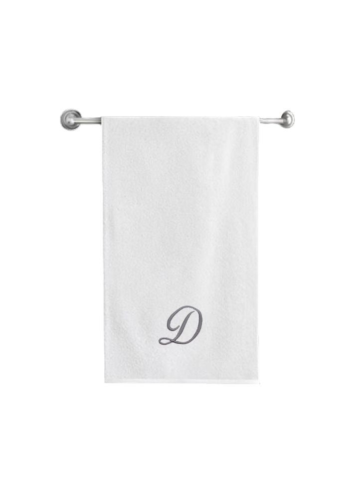 BYFT Embroidered For You (White) Luxury Monogrammed Bath Towel (70 x 140 Cm -Set of 1) 100% Cotton, Highly Absorbent and Quick dry Bath Linen -600 Gsm (Silver Letter D) - Image 2