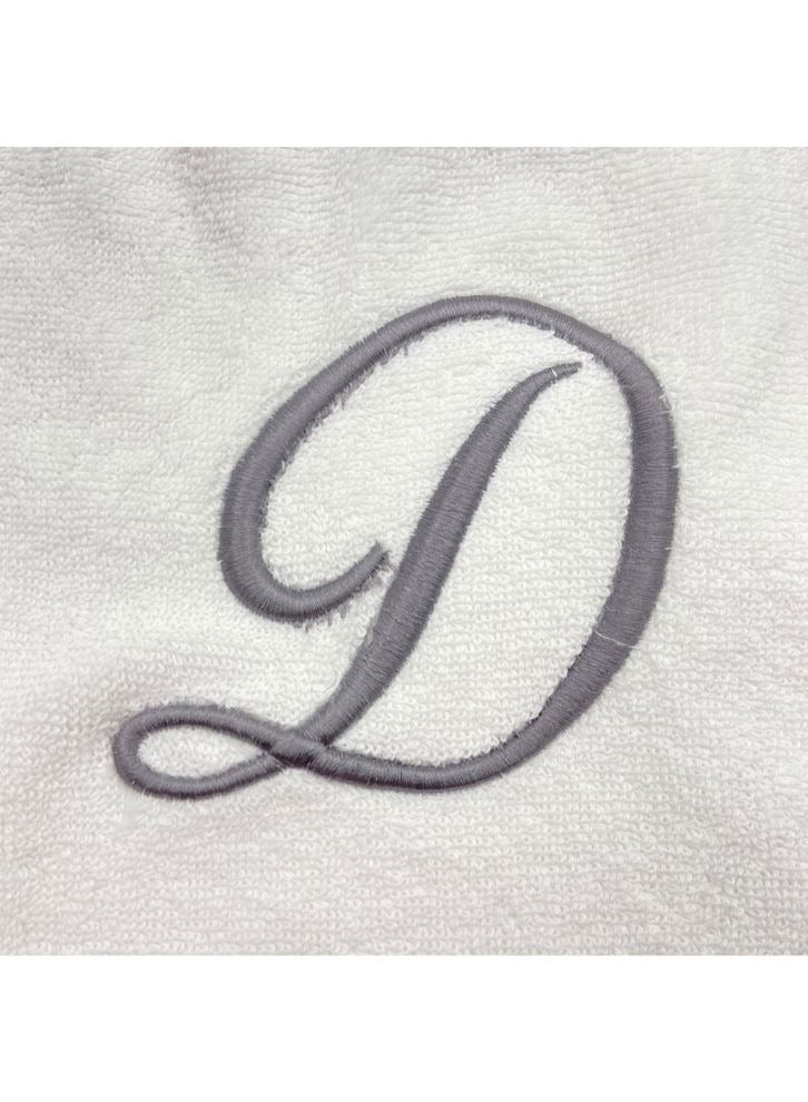 BYFT Embroidered For You (White) Luxury Monogrammed Bath Towel (70 x 140 Cm -Set of 1) 100% Cotton, Highly Absorbent and Quick dry Bath Linen -600 Gsm (Silver Letter D) - Image 3