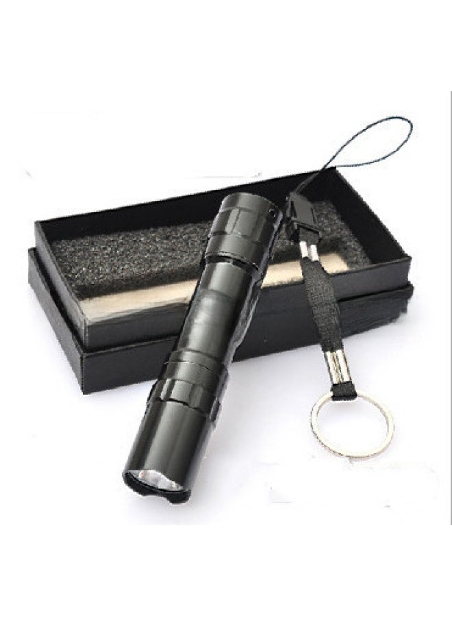 Aluminum Alloy Waterproof Led Mini Flashlight Number 5 1-cell High Beam Handheld Torch Company Gifts Customizable Logo-Color:Silver Flashlight + Tail Rope + White Box  - Image 1