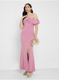 Little Mistress Twist Detail Bardot Maxi Dress  - Image 1