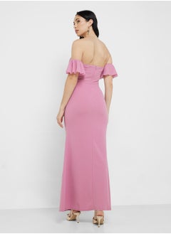 Little Mistress Twist Detail Bardot Maxi Dress  - Image 2
