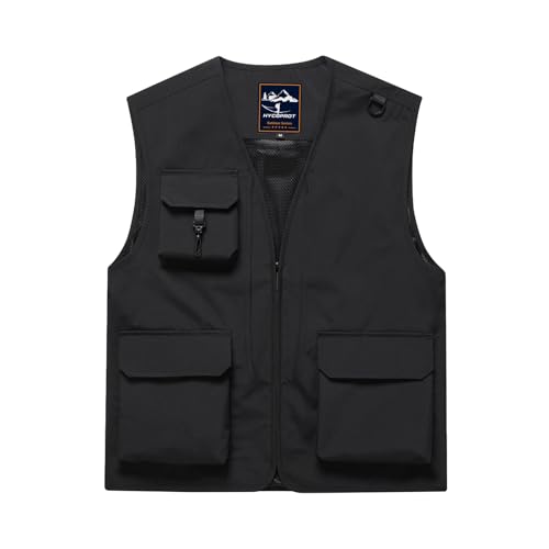 HYCOPROT Mens Outdoor Fishing Vest Traveling Casual Sleeveless Vests for Men Lightweight Waterproof Work Utility Cargo Jacket Winter Outwear Tops with 5 Pockets for Hunting Hiking Golf Climbing - Image 1