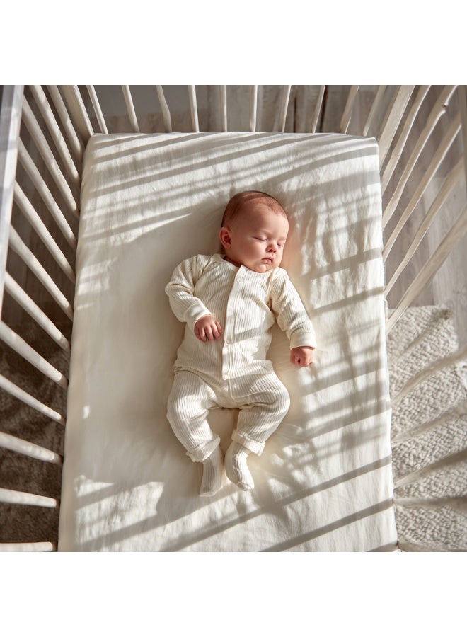 Minoa Baby Bamboo Fitted Crib Sheet, M (70 cm x 140 cm), Ivory - Image 1