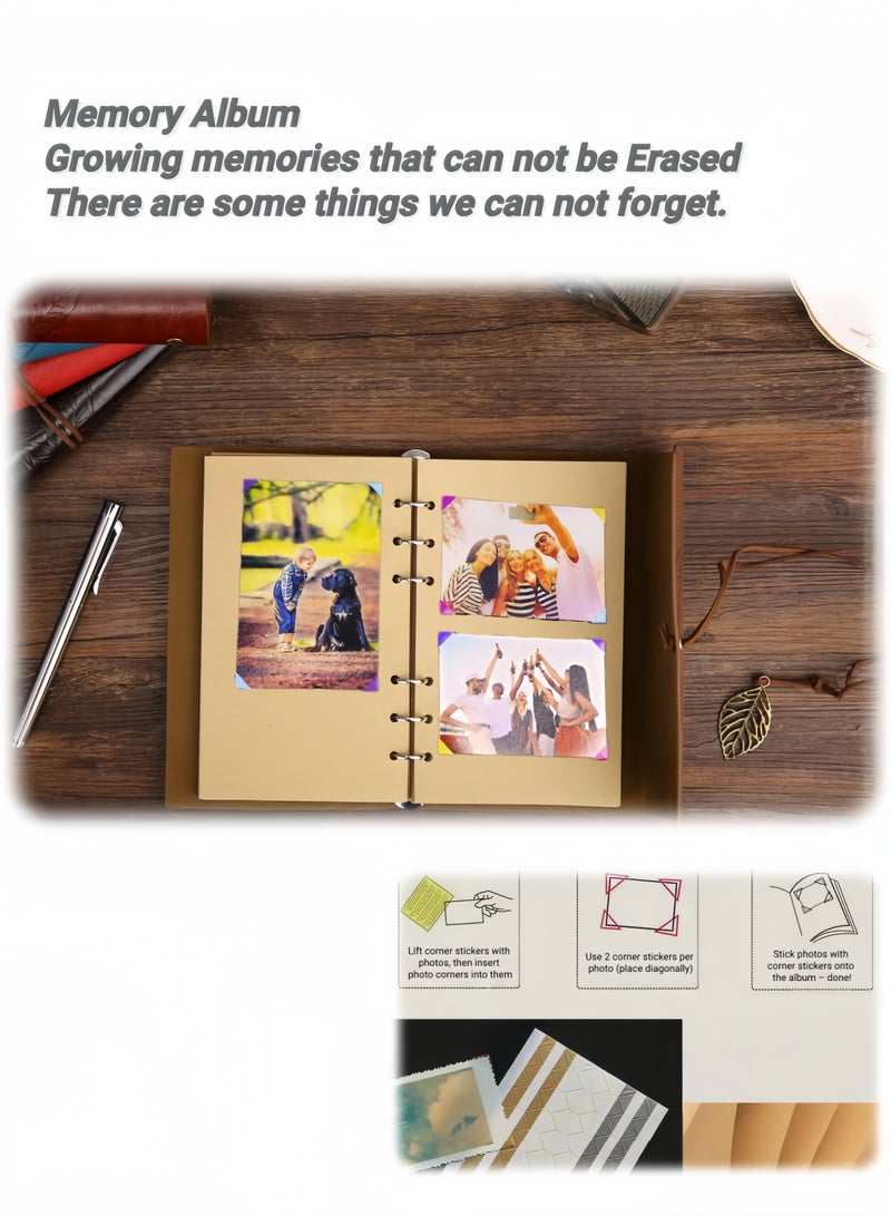 ARUWA DIY Leather Scrapbook Album,LeafBond Vintage Leaf Photo Book,150 Pages Travel Memory Journal for Birthdays,Anniversaries, and Weddings - Image 3