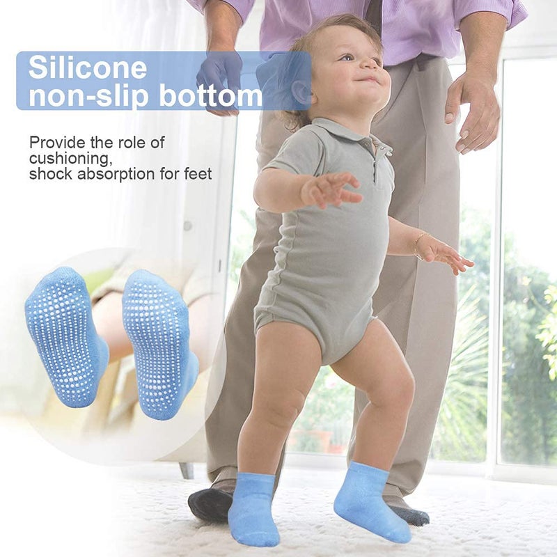 GRPSKCOS Baby Socks Non Slip 12 Pairs Toddler Anti Skid Socks for 0-7 Years Infants Little Kids Boys Girls (#1 Multicolor-12 Pairs, 5-7 Years) - Image 3