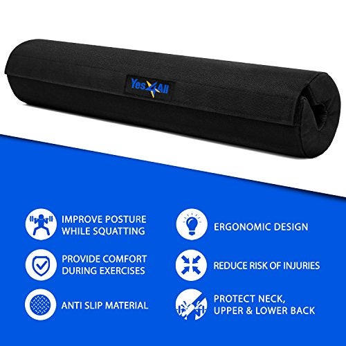 Yes4All Foam Bar Pad – Olympic Barbell Pad – Barbell Squat Pad – Barbell Neck Pad for Squats, Hip Thrusts – Weight Lifting Bar Pad (Black, Set of 2) - Image 5