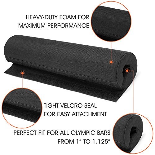 Yes4All Foam Bar Pad – Olympic Barbell Pad – Barbell Squat Pad – Barbell Neck Pad for Squats, Hip Thrusts – Weight Lifting Bar Pad (Black, Set of 2) - Image 3