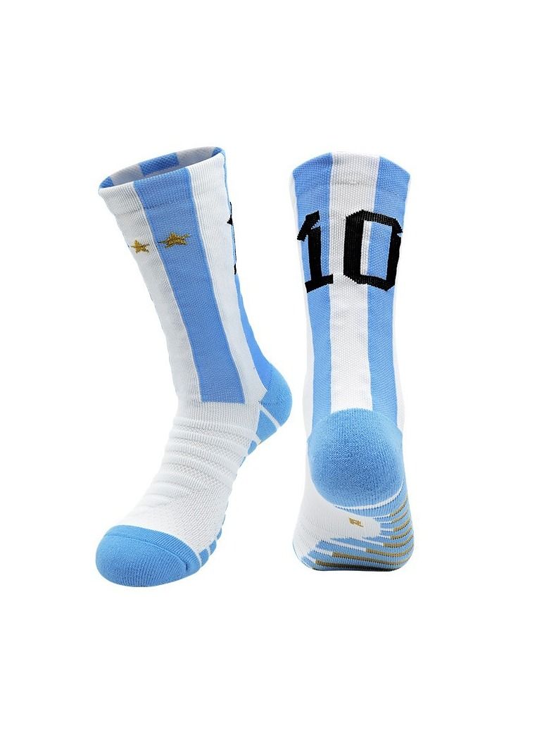 M MIAOYAN M MIAOYAN football star Messi Ronaldo Mbappe Neymar same football socks men and women adult non-slip socks towel bottom mid-tube socks sports socks  - Image 1