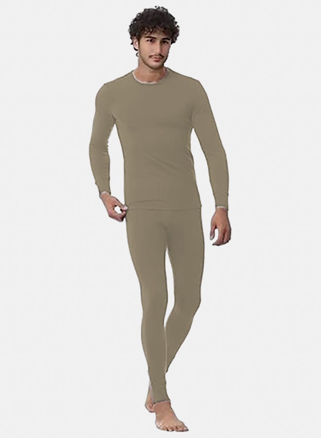 Cottonil Interlock thermal (Inner fluff) set for men - Beige