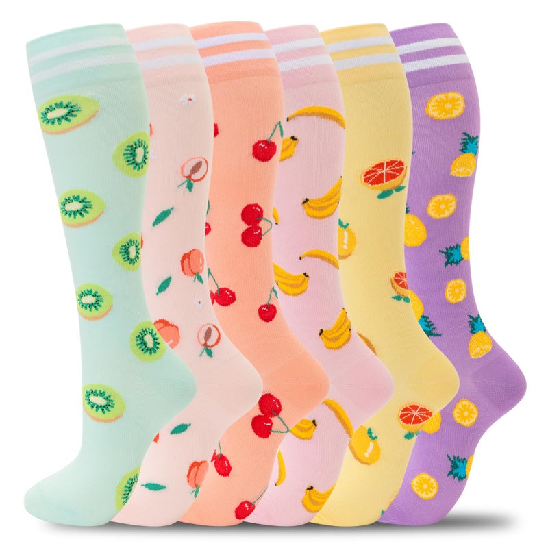 fenglaoda Compression Socks for Women Men Support Circulation 6 Pairs Socks For Nurse, Travel, Flight - Image 1