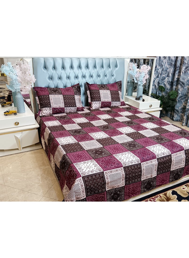 Generic Comfortable 3-Piece Modern and Attractive Bedsheet Set with 1 King Size Flat Sheet and 2 Pillow Covers,  Suitable for King Size Bed  - Image 1