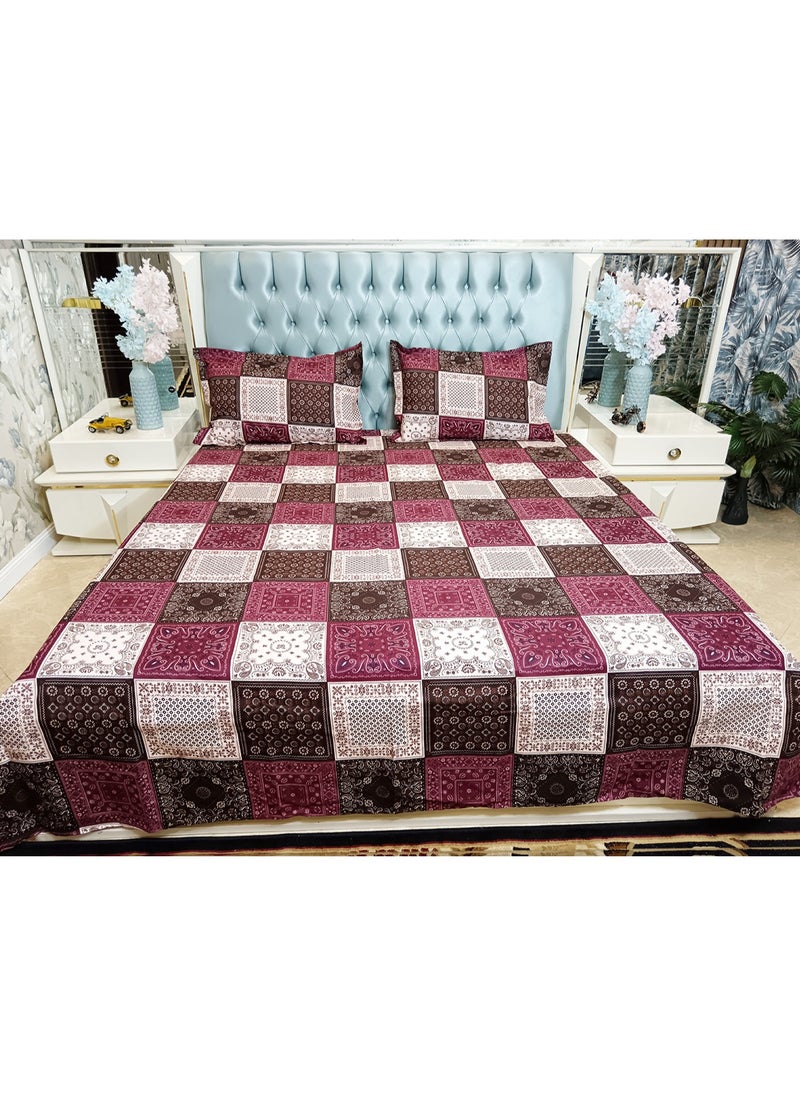Generic Comfortable 3-Piece Modern and Attractive Bedsheet Set with 1 King Size Flat Sheet and 2 Pillow Covers,  Suitable for King Size Bed  - Image 2