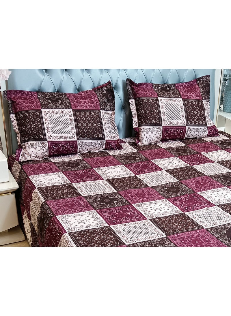 Generic Comfortable 3-Piece Modern and Attractive Bedsheet Set with 1 King Size Flat Sheet and 2 Pillow Covers,  Suitable for King Size Bed  - Image 3