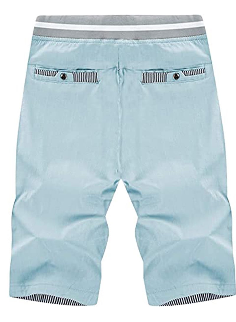 SOLARAE Men's Shorts Casual Comfortable Workout Drawstring Pockets Elastic Waist Classic Fit Summer Beach Short Pants - Image 2