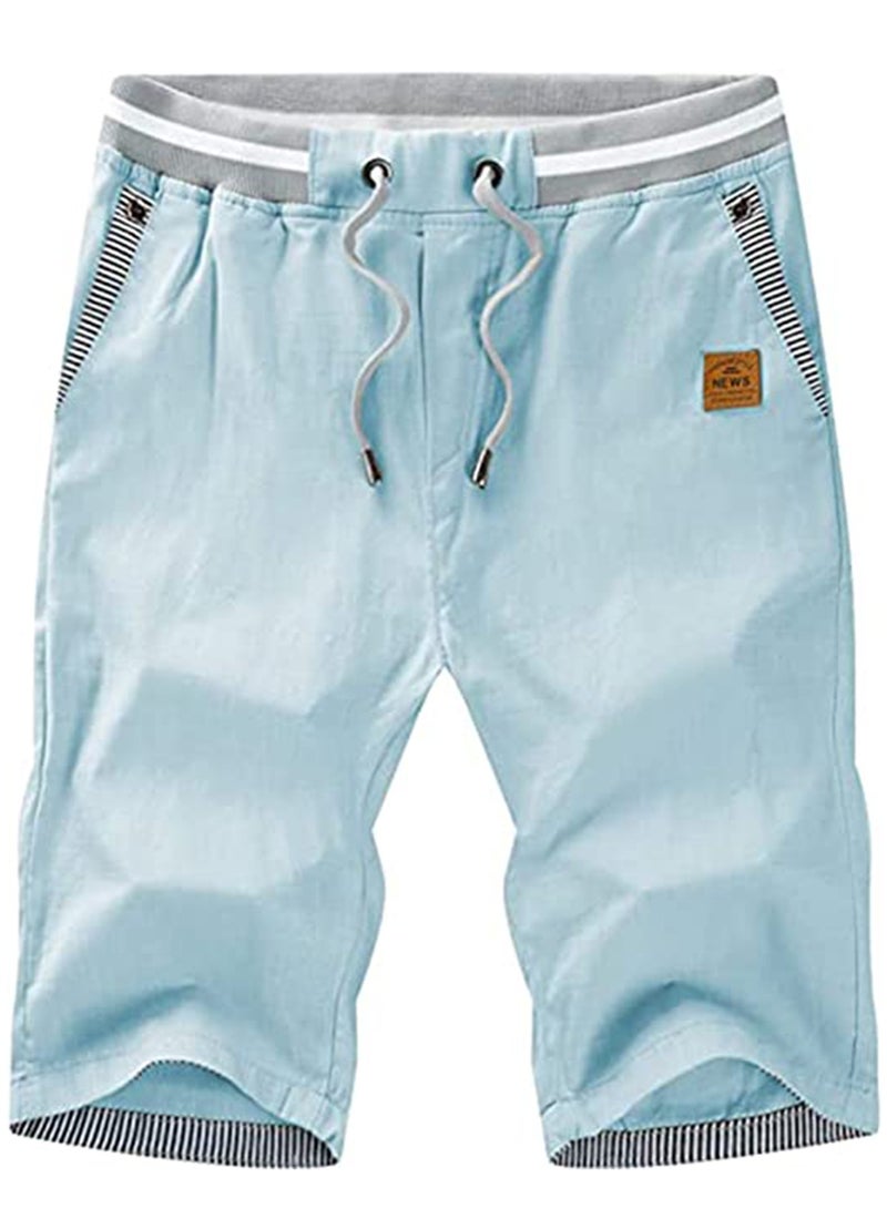 SOLARAE Men's Shorts Casual Comfortable Workout Drawstring Pockets Elastic Waist Classic Fit Summer Beach Short Pants - Image 1