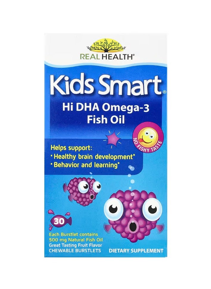 ريل هيلث - زيت السمك Hi DHA-Omega 3، نكهة فواكه رائعة المذاق، 30 كبسولة قابلة للمضغ - Image 1